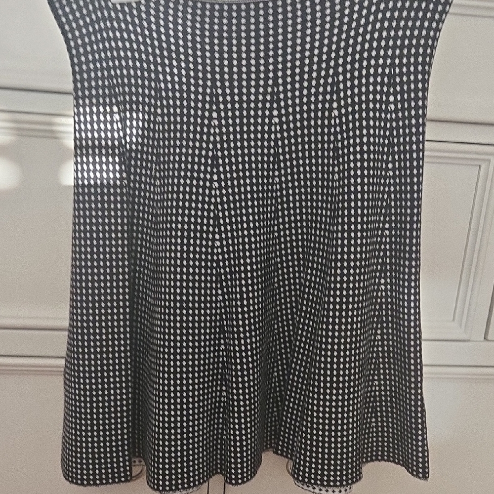 Alya Black and White Midi A-Line Pleated Skirt